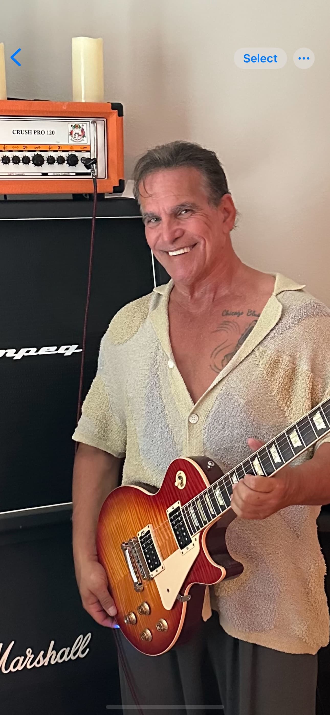 Mark with Les Paul and Marshall stack